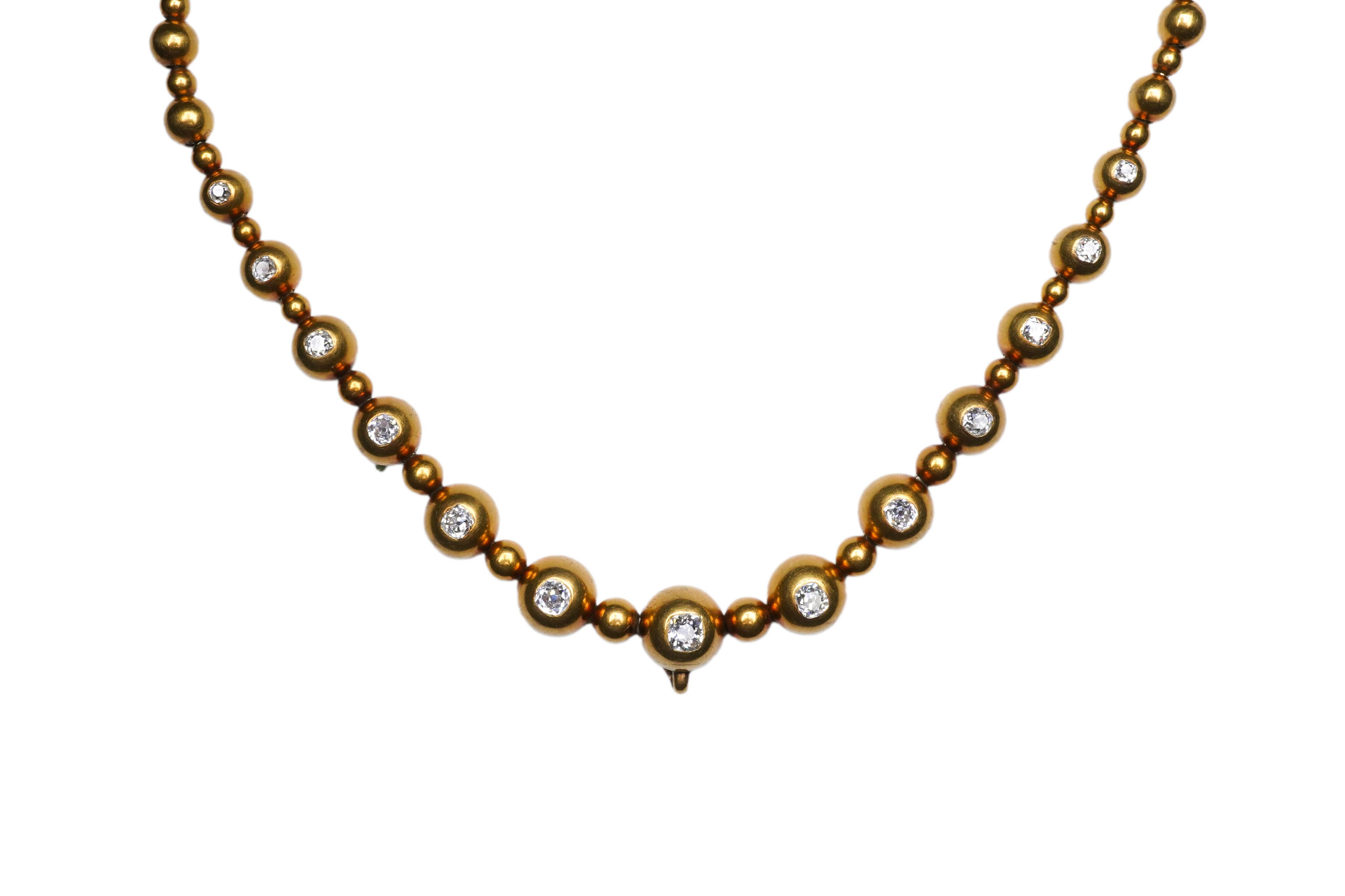 An unusual Victorian gold and diamond necklace, late 19th century